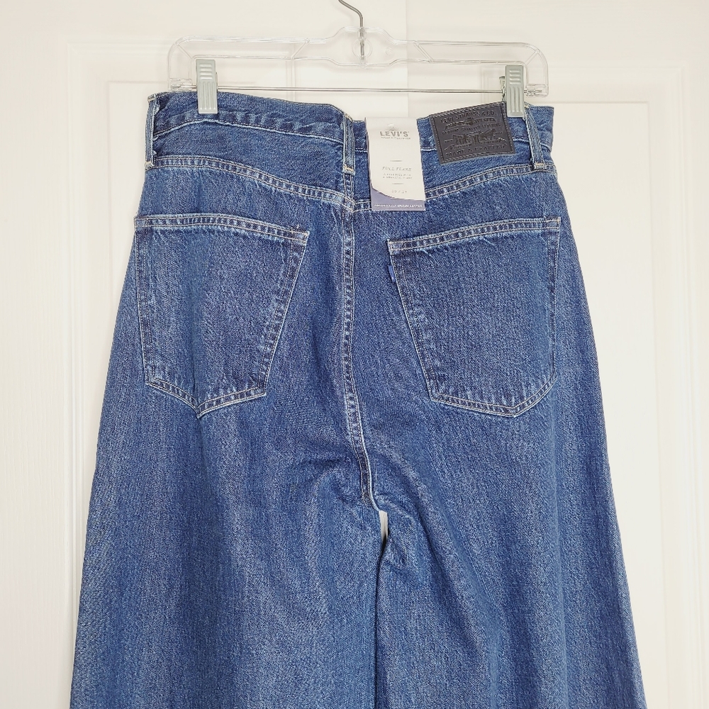 Levis Made & Crafted Womens Denim Jean 25 Full Flare High Rise Dark Blue New - Picture 10 of 11